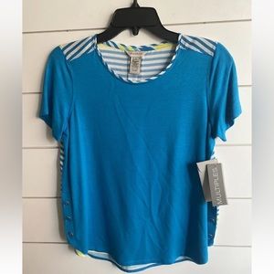 Multiples turquoise seaside collection petite top